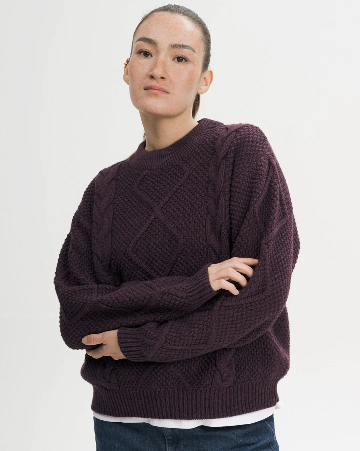 MELA Damen vegan Pullover Samaira Elderberry Melange
