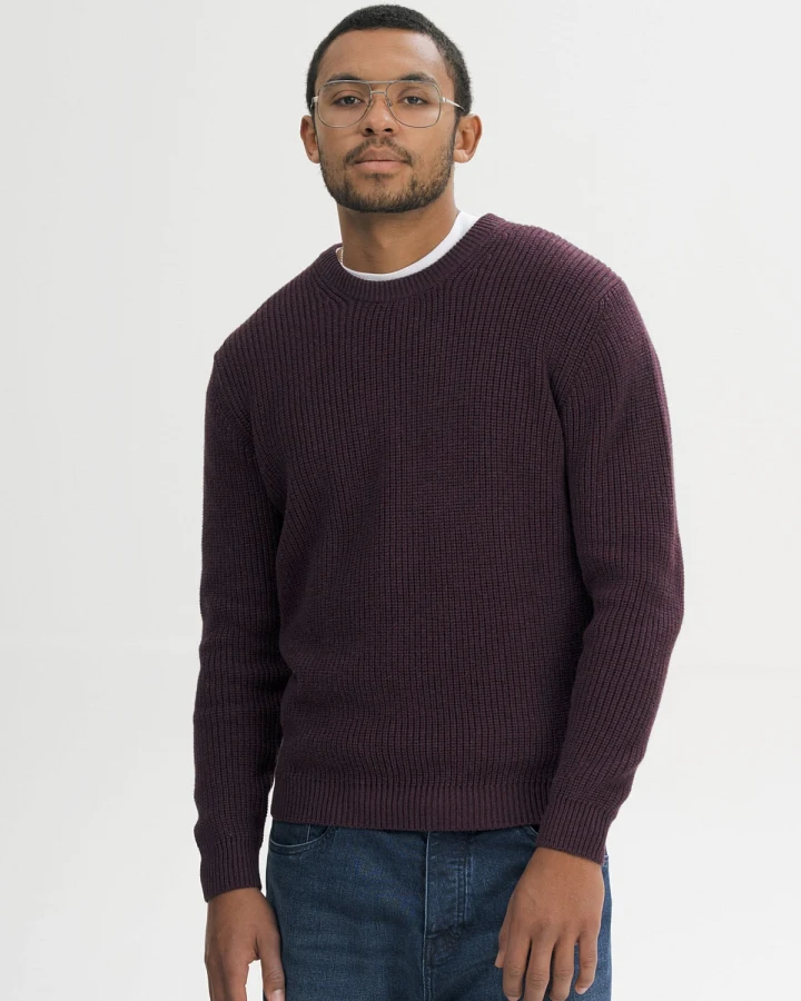 MELA Herren vegan Strickpullover Ravi Elderberry Melange