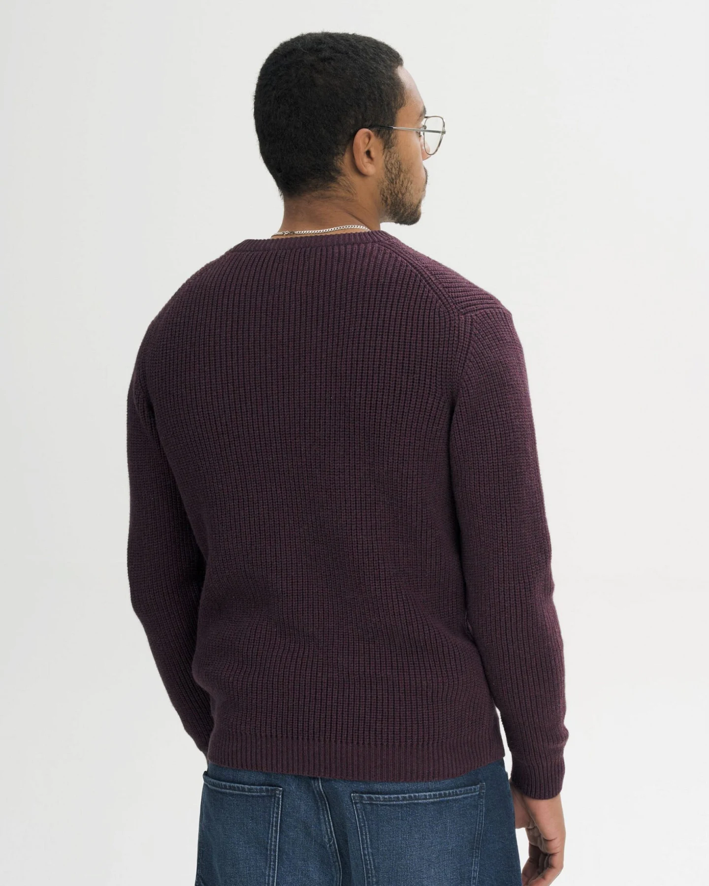 MELA Herren vegan Strickpullover Ravi Elderberry Melange – Ansicht 2
