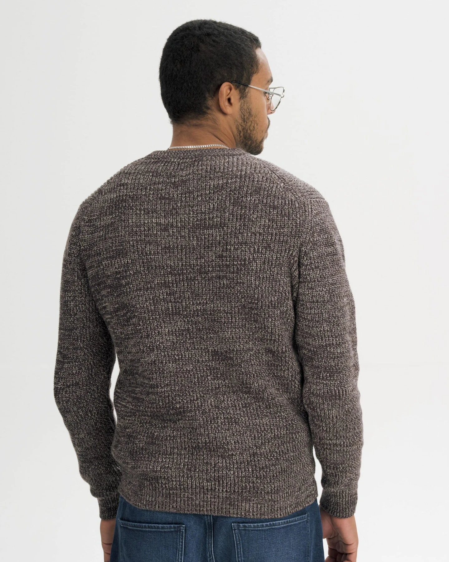 MELA Herren vegan Strickpullover Ravi Brown Mit Sprenkeln – Ansicht 2
