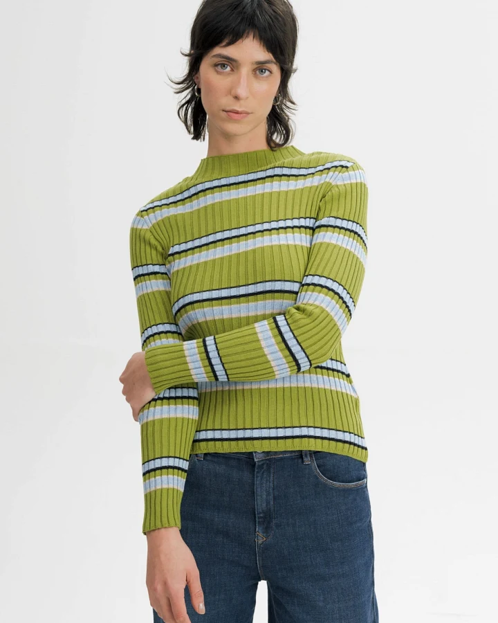 MELA Damen vegan Strickpullover Namari Mixed Nature Gestreift