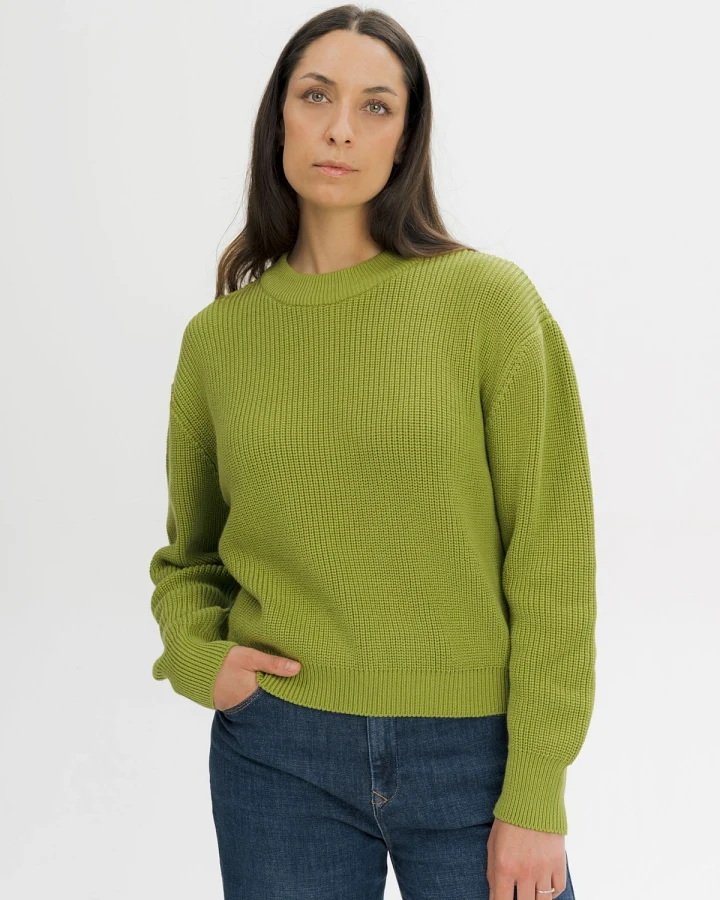 MELA Damen vegan Strickpullover Mit Rippmuster Adah Seaweed