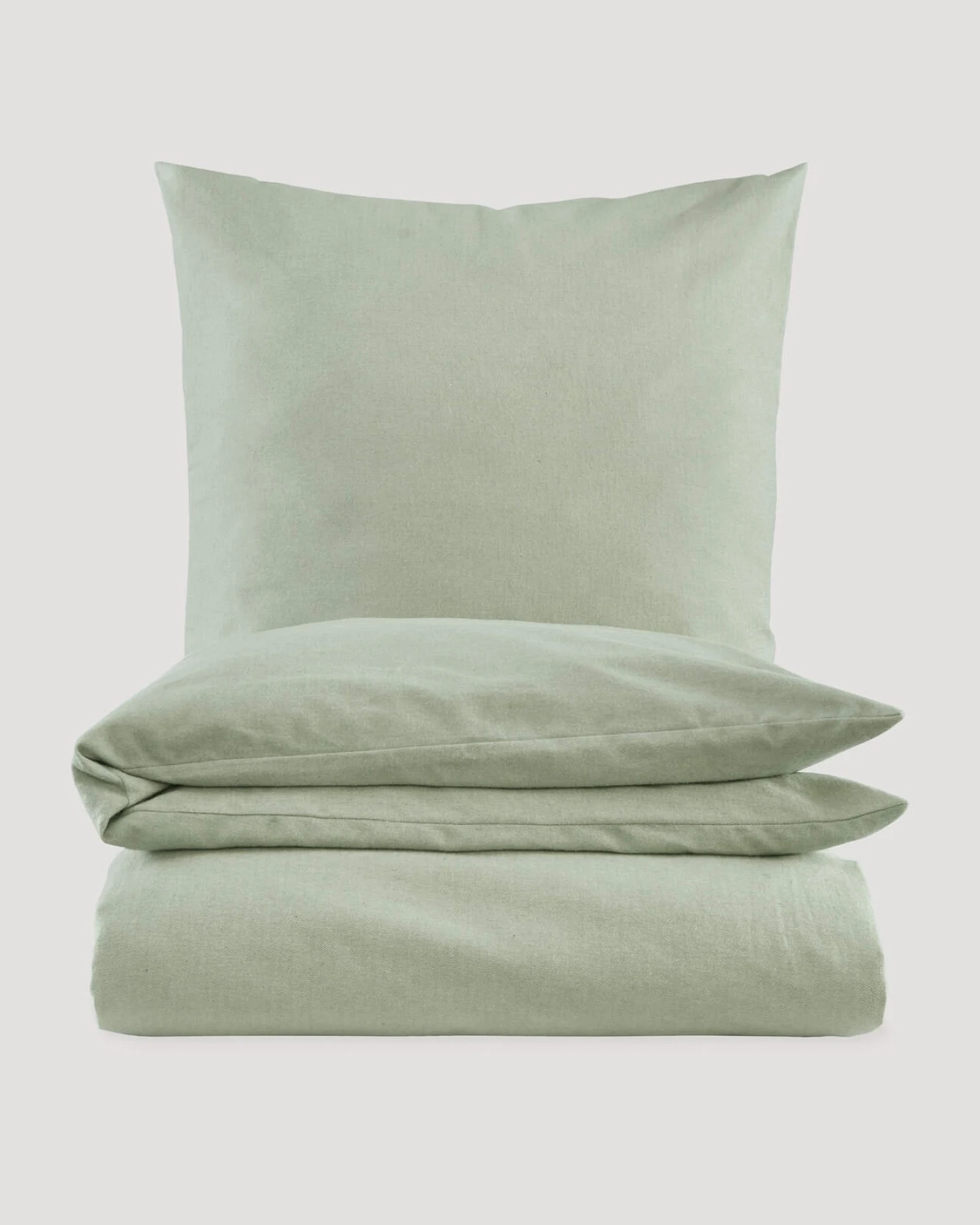 hessnatur Flanell Bettwäsche-Set XABI aus Bio-Baumwolle - grün - Größe 135x200 / 80x80 cm – Ansicht 2