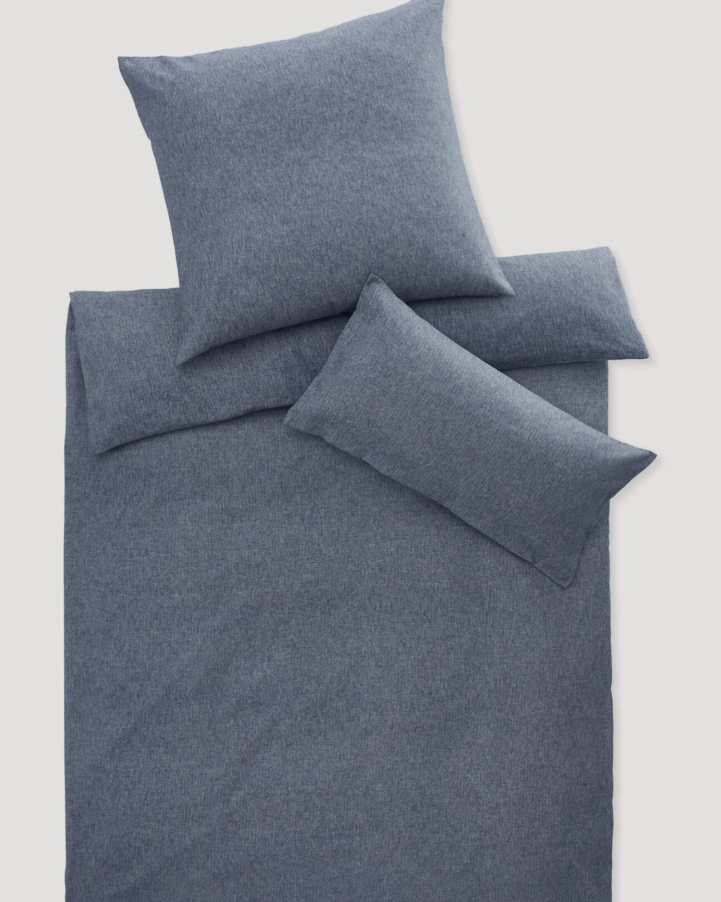 hessnatur Flanell Bettwäsche-Set XABI aus Bio-Baumwolle - blau - Größe 155x220 / 80x80 cm – Ansicht 2