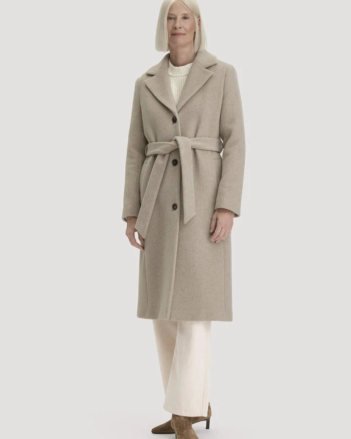 hessnatur Damen Wollmantel Revers Regular aus 100% Wolle (recycled) - grau - Größe 34