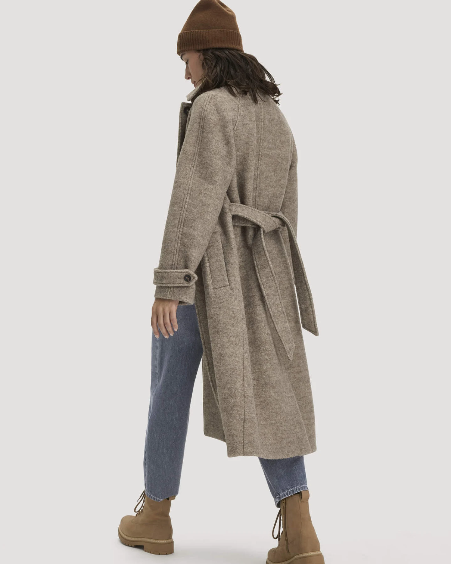 hessnatur Damen Mantel Relaxed aus Rhön- und europäischer Schurwolle - beige - Größe 34 – Ansicht 3