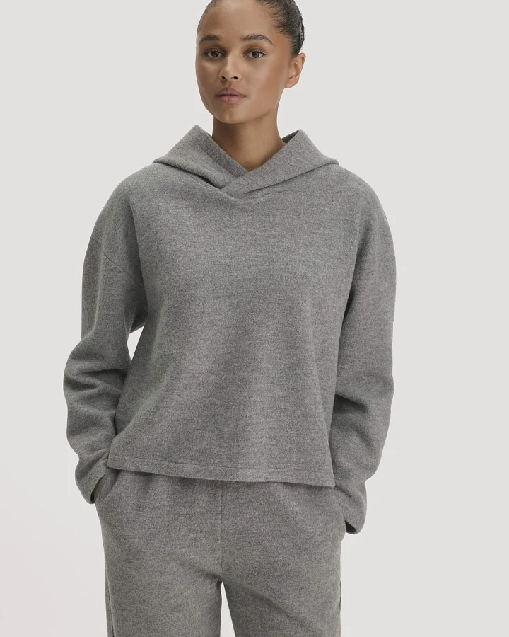 hessnatur Damen Pullover Oversize aus Bio-Merinowolle - grau - Größe L