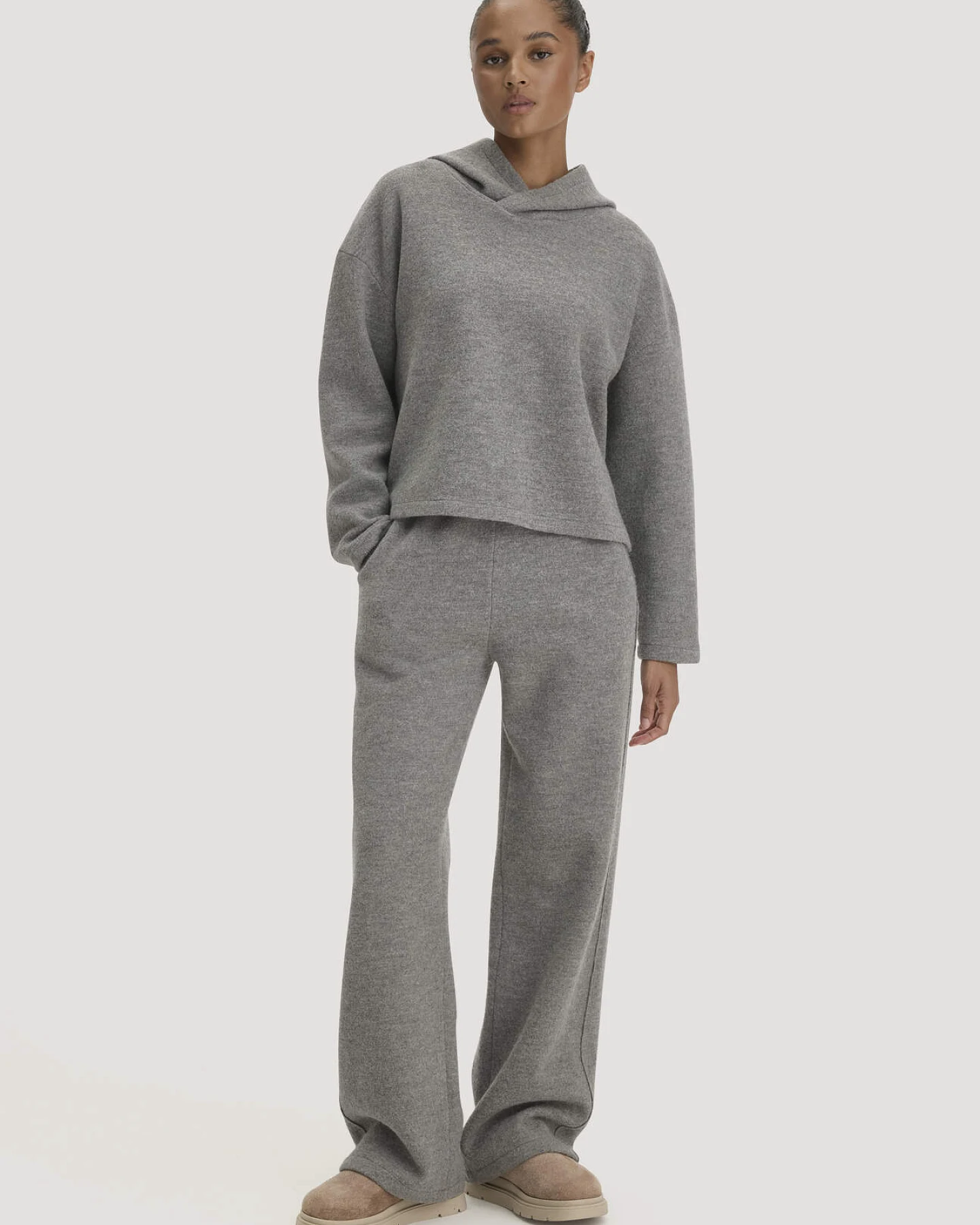 hessnatur Damen Pullover Oversize aus Bio-Merinowolle - grau - Größe L – Ansicht 2