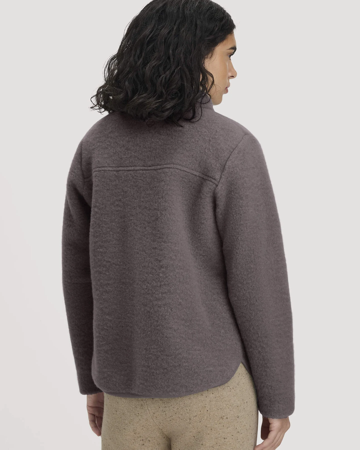 hessnatur Damen Wollfleece Jacke Regular aus Bio-Merinowolle - lila - Größe XL – Ansicht 3