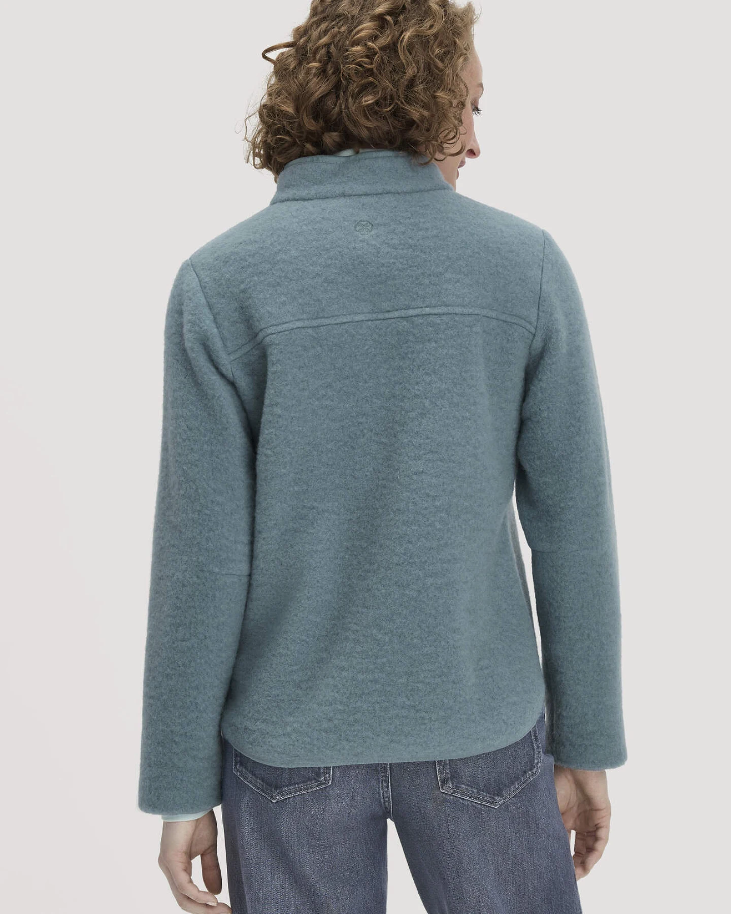 hessnatur Damen Wollfleece Jacke Regular aus Bio-Merinowolle - blau - Größe XL – Ansicht 3