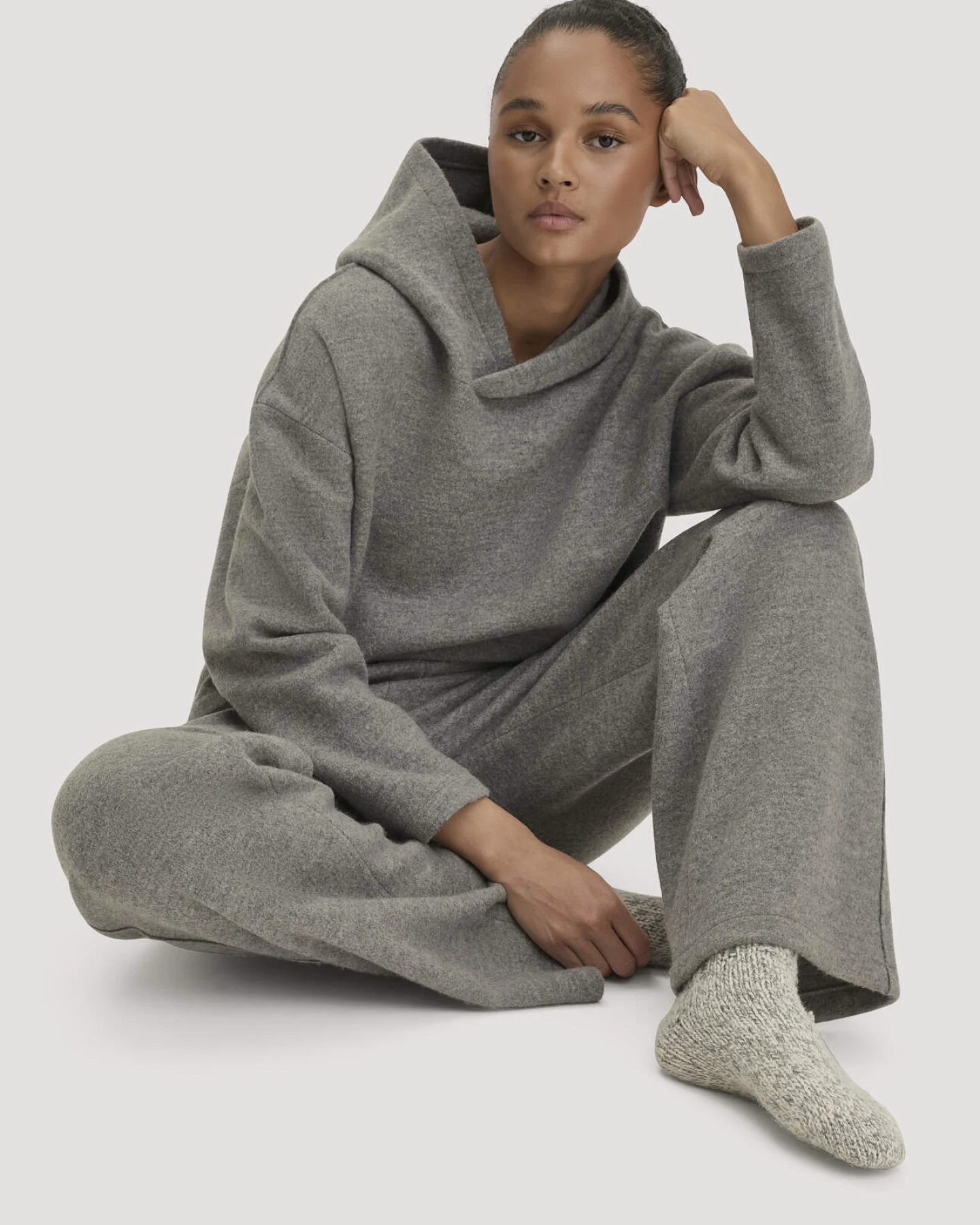 hessnatur Damen Strickhose Relaxed aus Bio-Merinowolle - grau - Größe XS – Ansicht 4