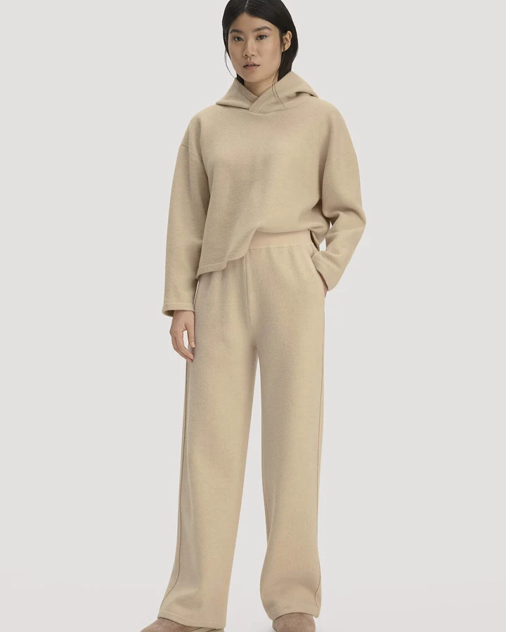 hessnatur Damen Strickhose Relaxed aus Bio-Merinowolle - beige - Größe L