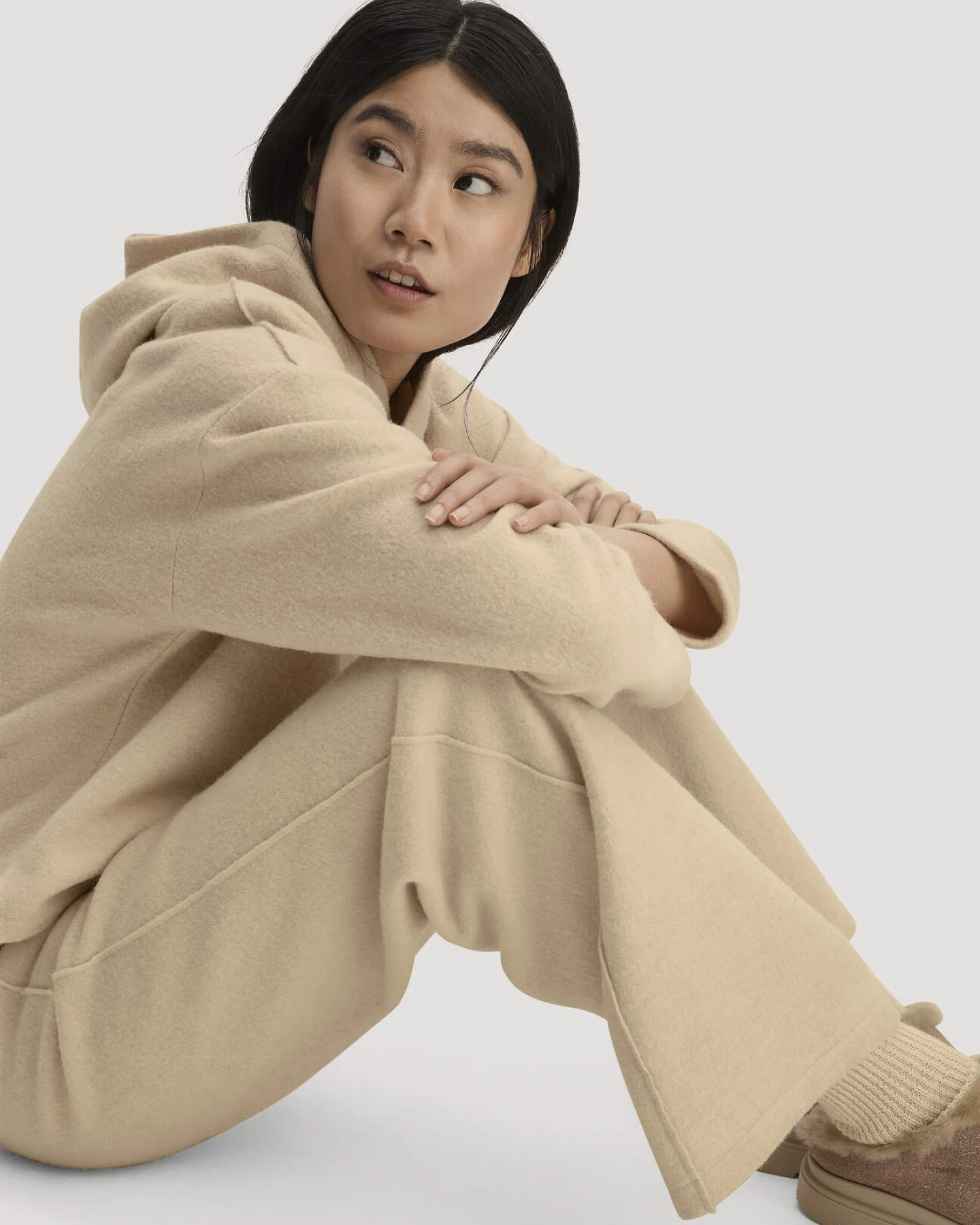hessnatur Damen Strickhose Relaxed aus Bio-Merinowolle - beige - Größe L – Ansicht 4