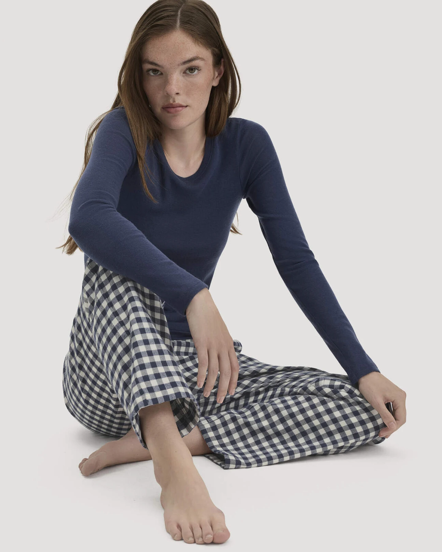 hessnatur Damen Flanell Schlafhose PURE COTTON - blau - Größe 48 – Ansicht 3