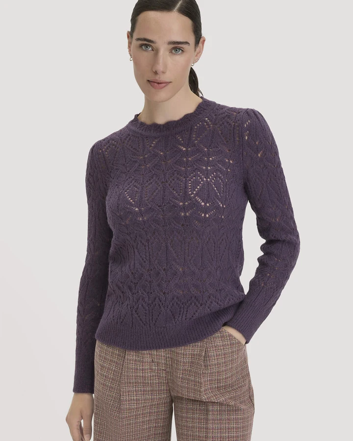 hessnatur Damen Pullover Regular aus Alpaka - lila - Größe XXL