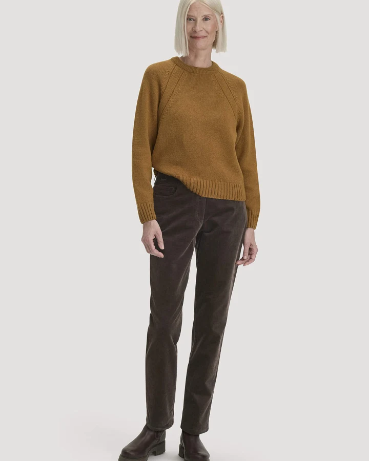 hessnatur Damen Gewebe Cord Hose Straight Leg aus Bio-Baumwolle - braun - Größe 42