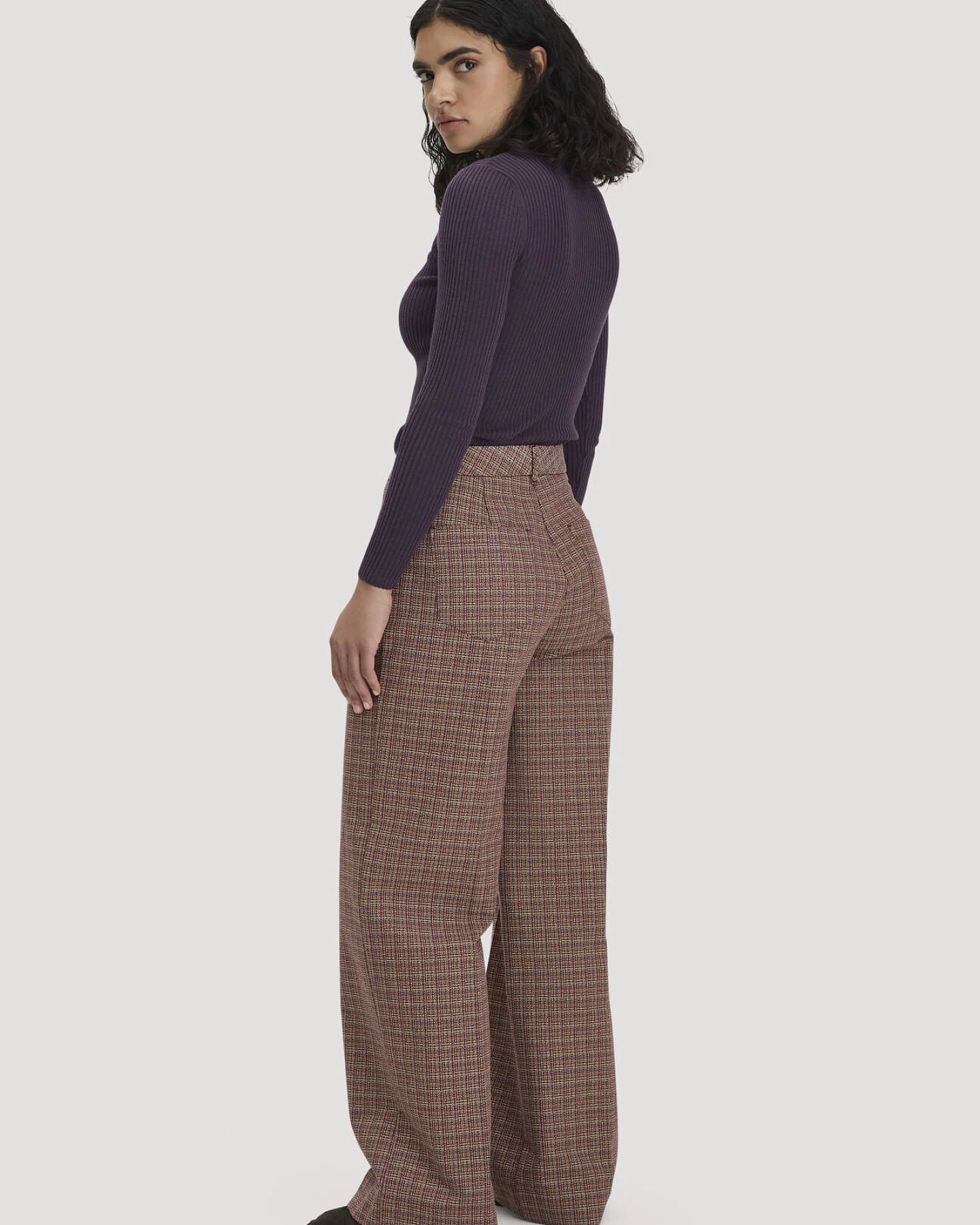hessnatur Damen Tweed-Hose Wide Leg Relaxed aus Bio-Baumwolle - rot - Größe 40 – Ansicht 2