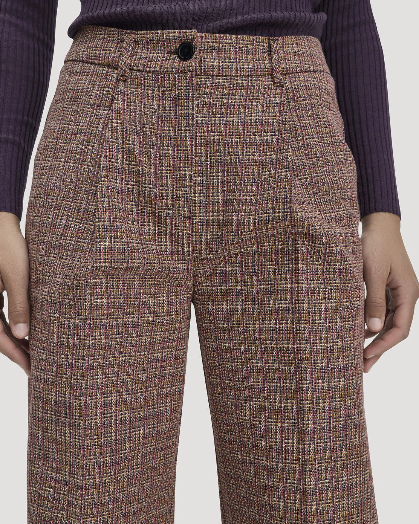 hessnatur Damen Tweed-Hose Wide Leg Relaxed aus Bio-Baumwolle - rot - Größe 34 – Ansicht 3