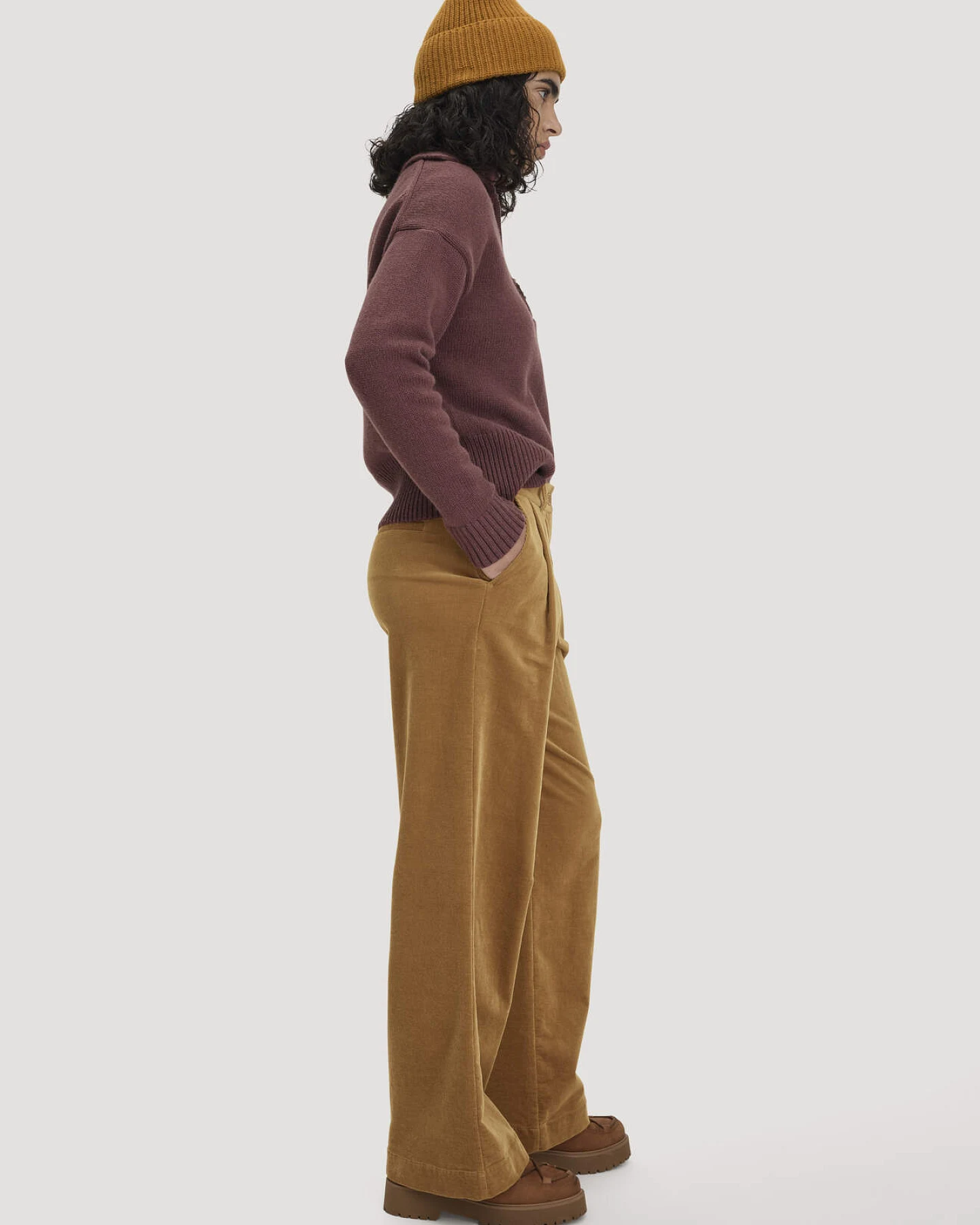 hessnatur Damen Cordhose Wide Leg aus Bio-Baumwolle - orange - Größe 36 – Ansicht 4