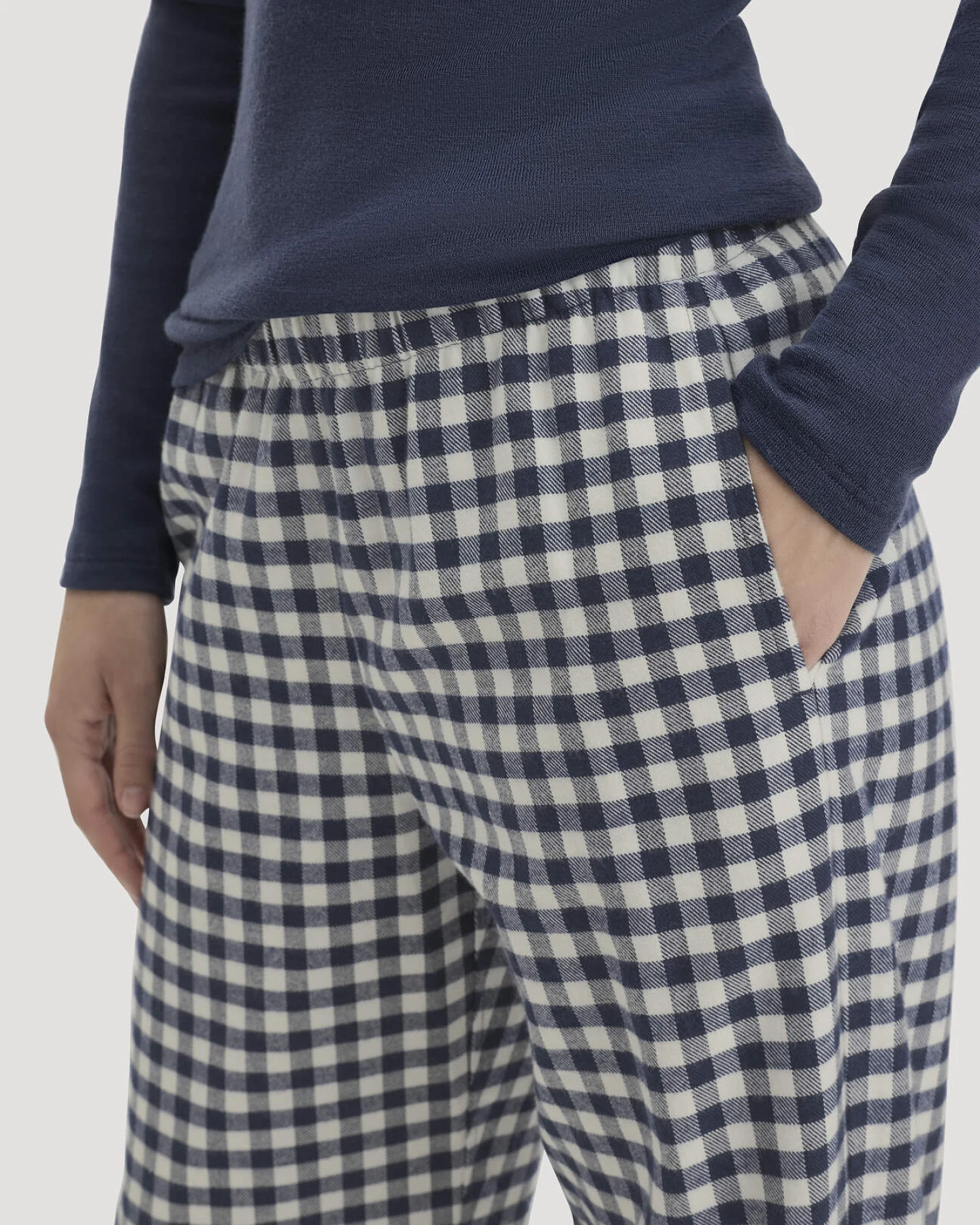 hessnatur Damen Flanell Schlafhose PURE COTTON - blau - Größe 36 – Ansicht 2