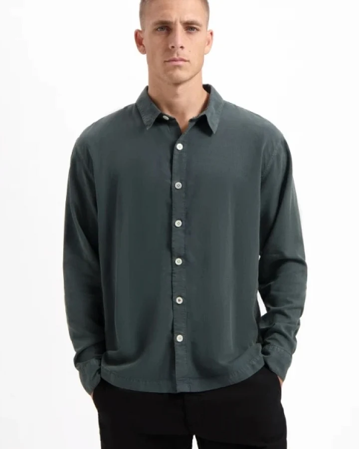 Kuyichi Herren vegan Overshirt Ls Jack Woodland Gray