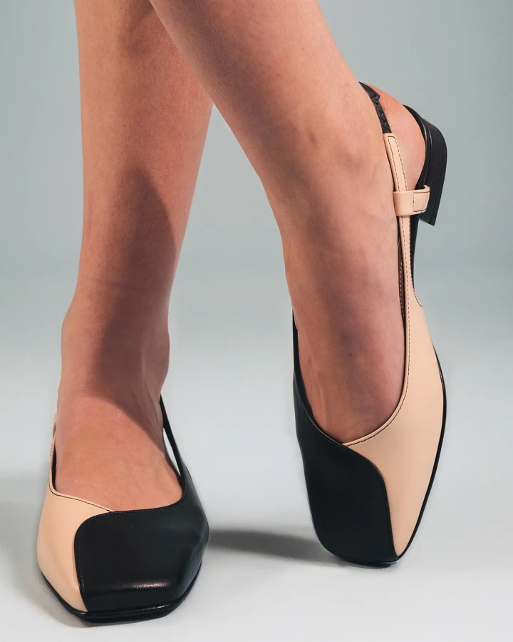 NAE Damen vegan Ballerinas Diana Beige/Schwarz