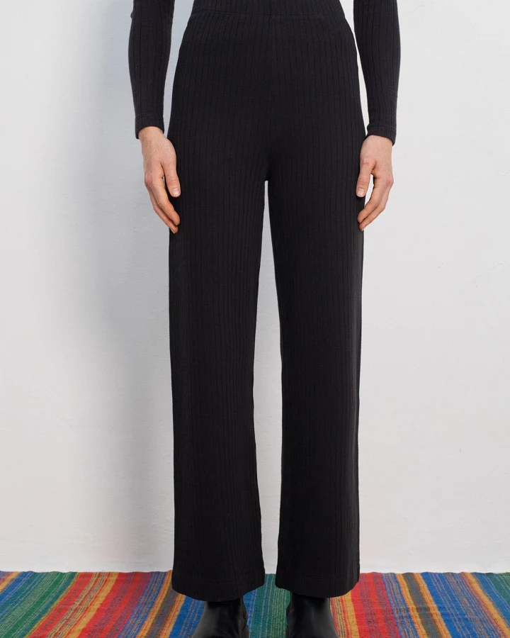 Rotholz Damen vegan Hose Gerippt Schwarz