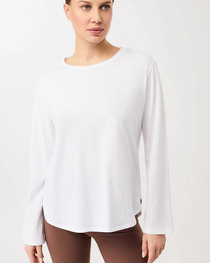 MANDALA Damen vegan Longsleeve Halfmoon Weiß
