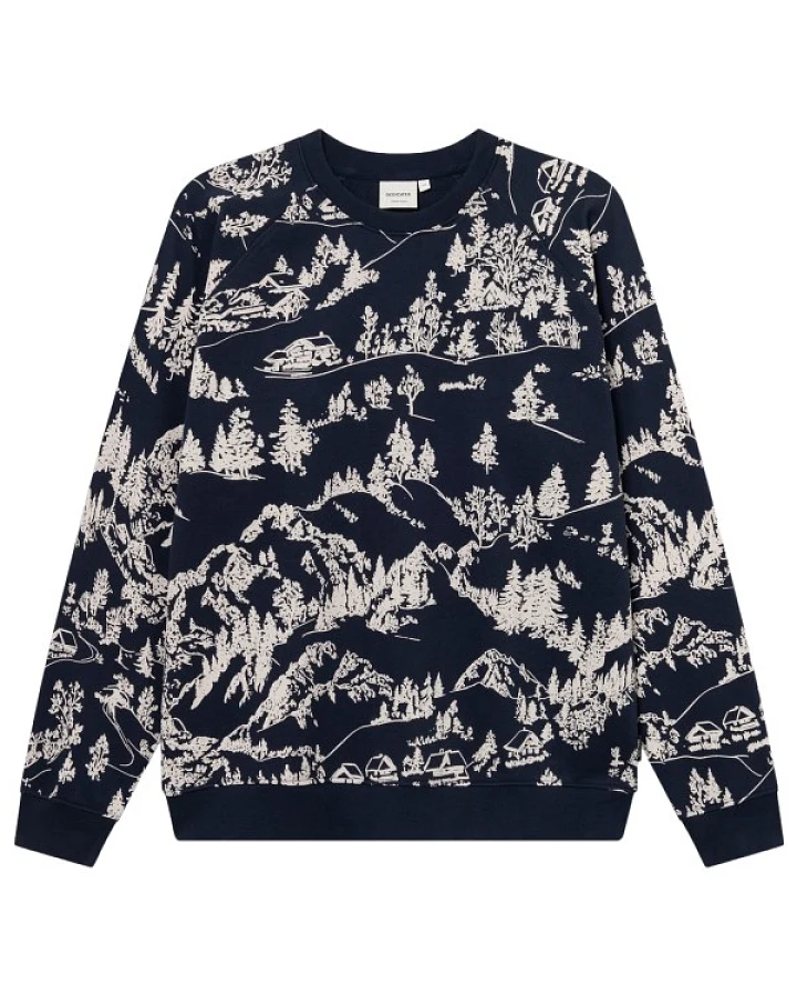 DEDICATED - Sweatshirt Malmoe Blue Hills AOP - Pullover Gr S blau/grau