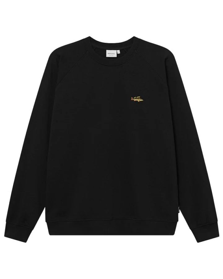 DEDICATED - Sweatshirt Malmoe Perch EMB - Pullover Gr S schwarz