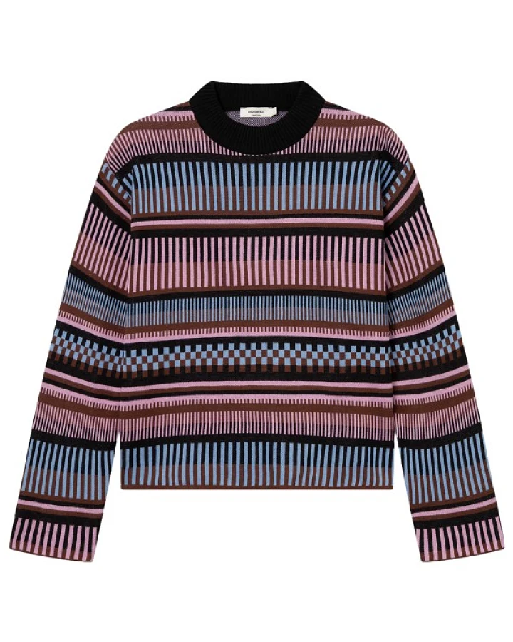 Produktseite: DEDICATED - Women's Sweater Limhamn Dashed Stripe - Pullover Gr XS bunt