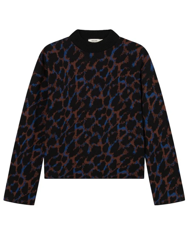 DEDICATED - Women's Sweater Limhamn Leopard - Pullover Gr XS schwarz