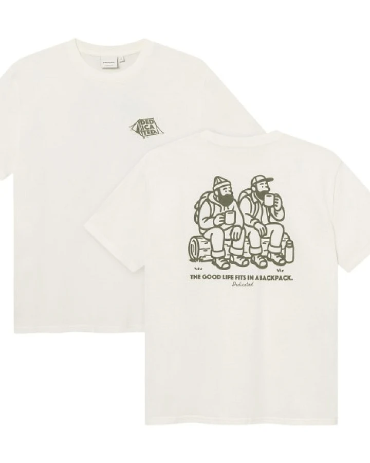 DEDICATED - T-Shirt Stockholm Camp Crew - T-Shirt Gr S weiß