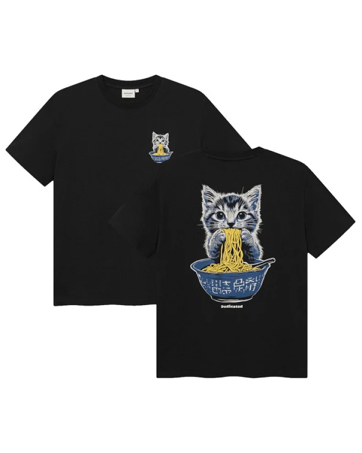 DEDICATED - T-Shirt Stockholm Cat And Noodles - T-Shirt Gr M schwarz