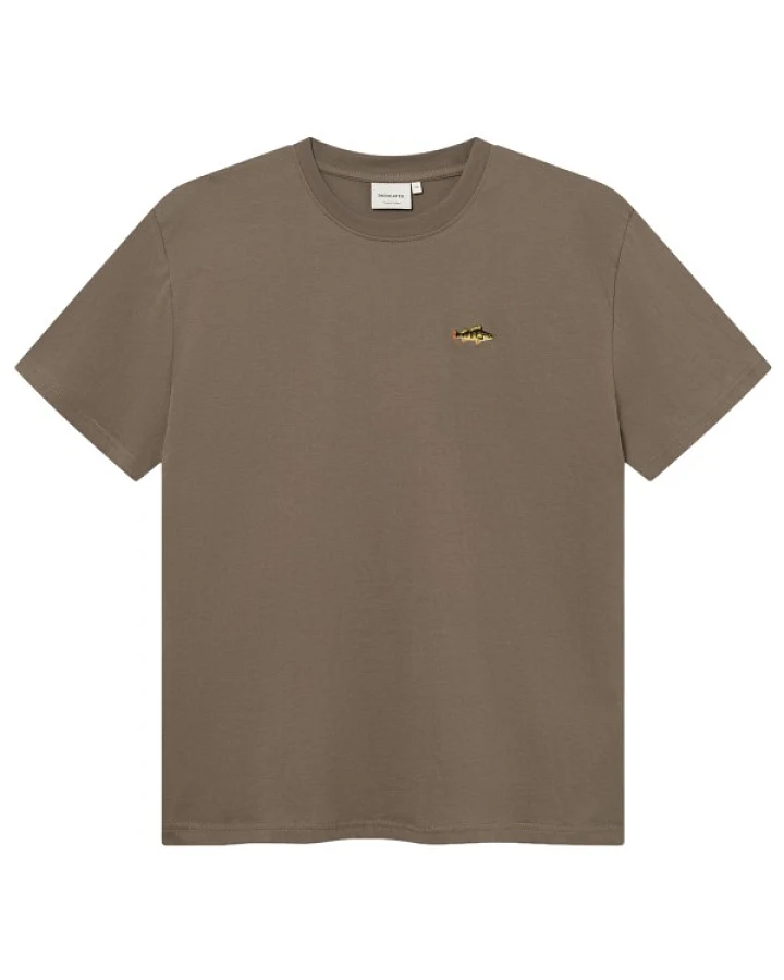 DEDICATED - T-Shirt Stockholm Perch EMB - T-Shirt Gr S braun