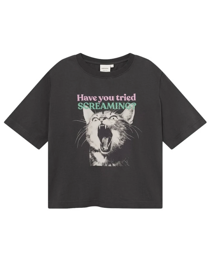 DEDICATED - Women's T-Shirt Vadstena Screaming Cat - T-Shirt Gr S grau