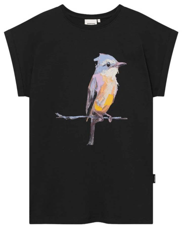 DEDICATED - Women's T-Shirt Visby Painted Bird - T-Shirt Gr XS schwarz