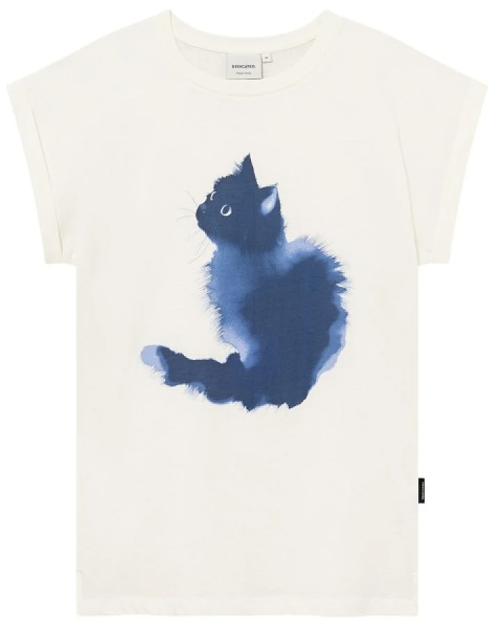 Produktseite: DEDICATED - Women's T-Shirt Visby Watercolor Cat - T-Shirt Gr XS weiß