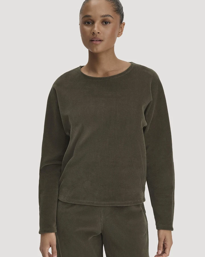 hessnatur Loungewear Longsleeve Oversized aus Bio-Baumwolle - grün - Größe M