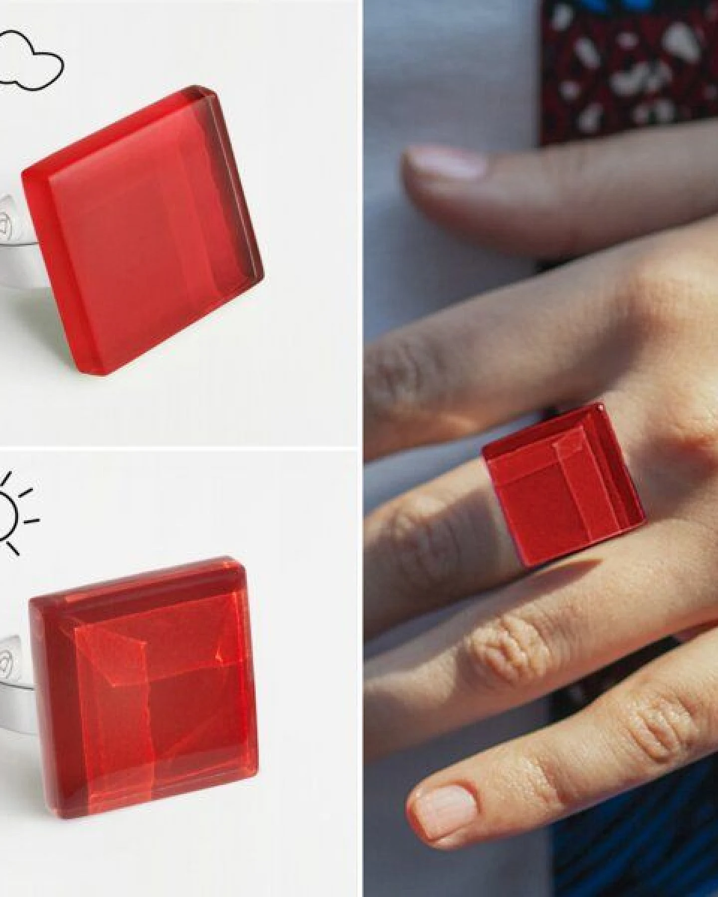 ALEXASCHA Geometrischer Statement Ring aus Glas – Ansicht 4
