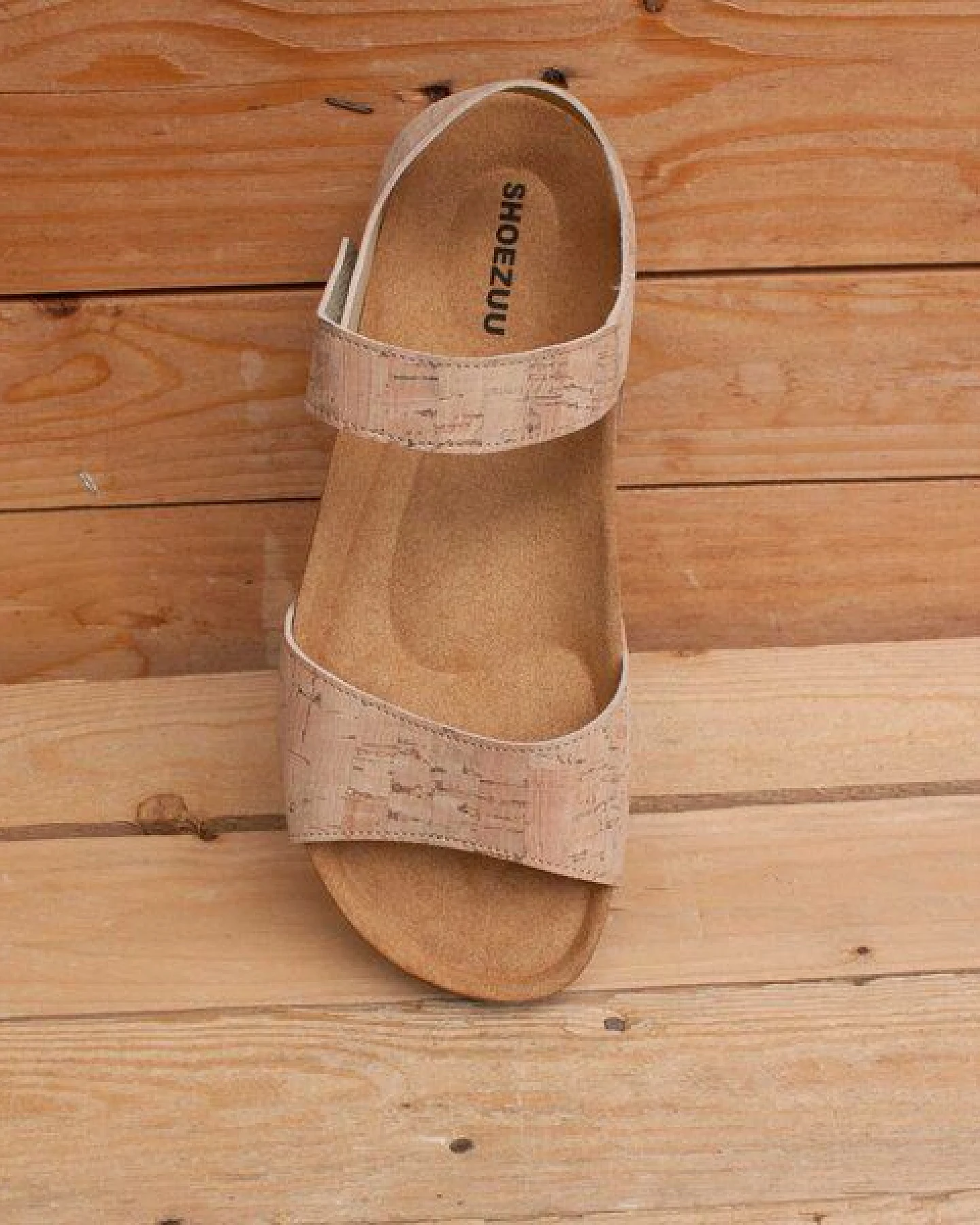 Shoezuu Vegan Vegane Riemchensandalen aus natürlichem Kork – Ansicht 2