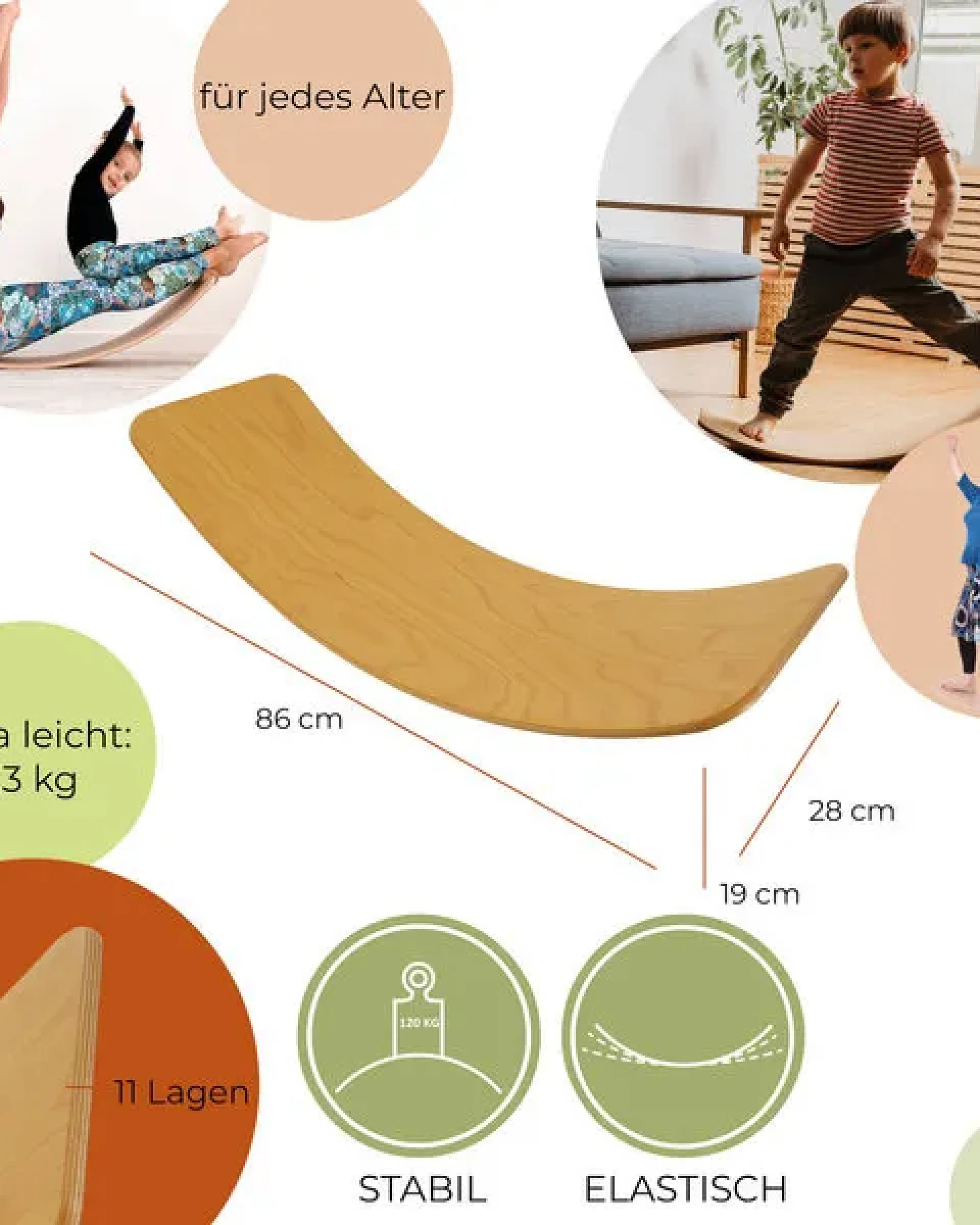 TicToys – „das.Brett“ Fitness- & Balance-Board mit Kork (Buchenholz) – Ansicht 4