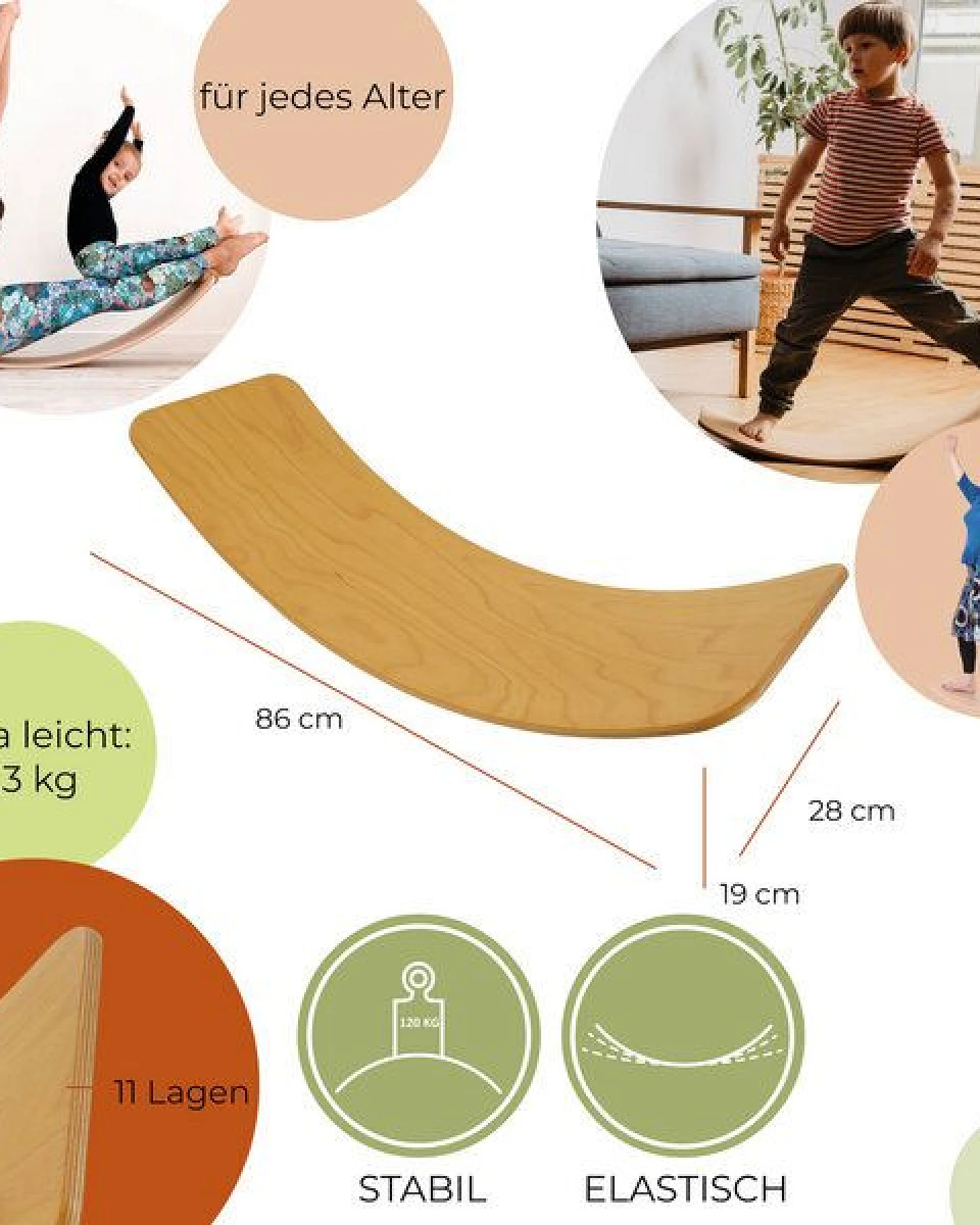 TicToys – „das.Brett“ Fitness- & Balance-Board (Buchenholz) – Ansicht 4