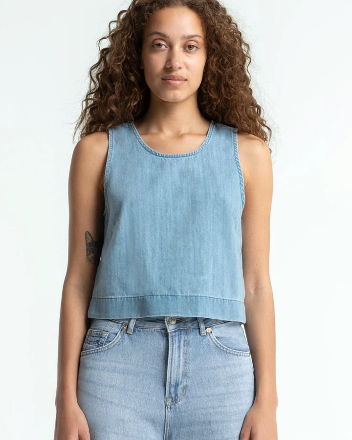 Kings of Indigo Damen vegan Oberteil Belle Alabama Super Light Blau