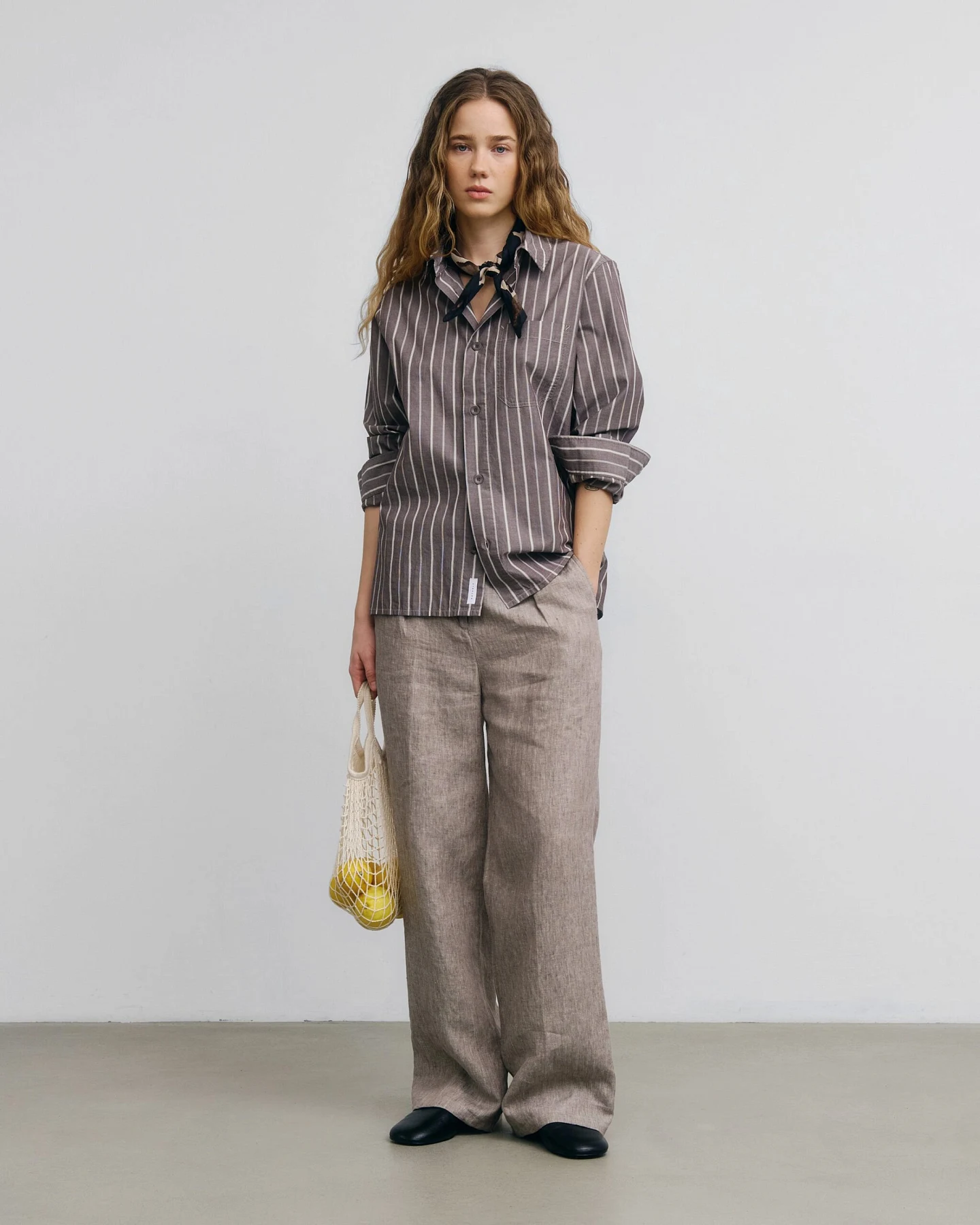 Rotholz Damen vegan Hemd Gestreift Braun – Ansicht 2