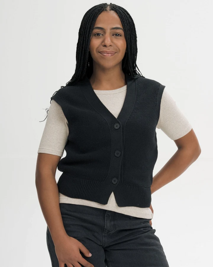 MELA Damen vegan Strickweste Structured Bhoja Schwarz