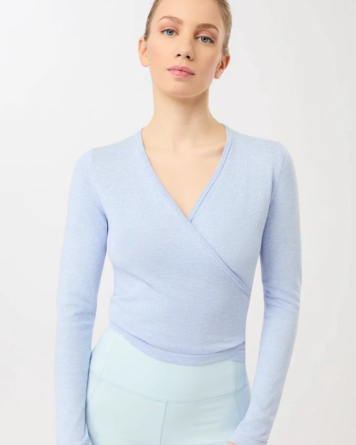 MANDALA Damen vegan Strickjacke Im Wickelstil Halcyon Blau