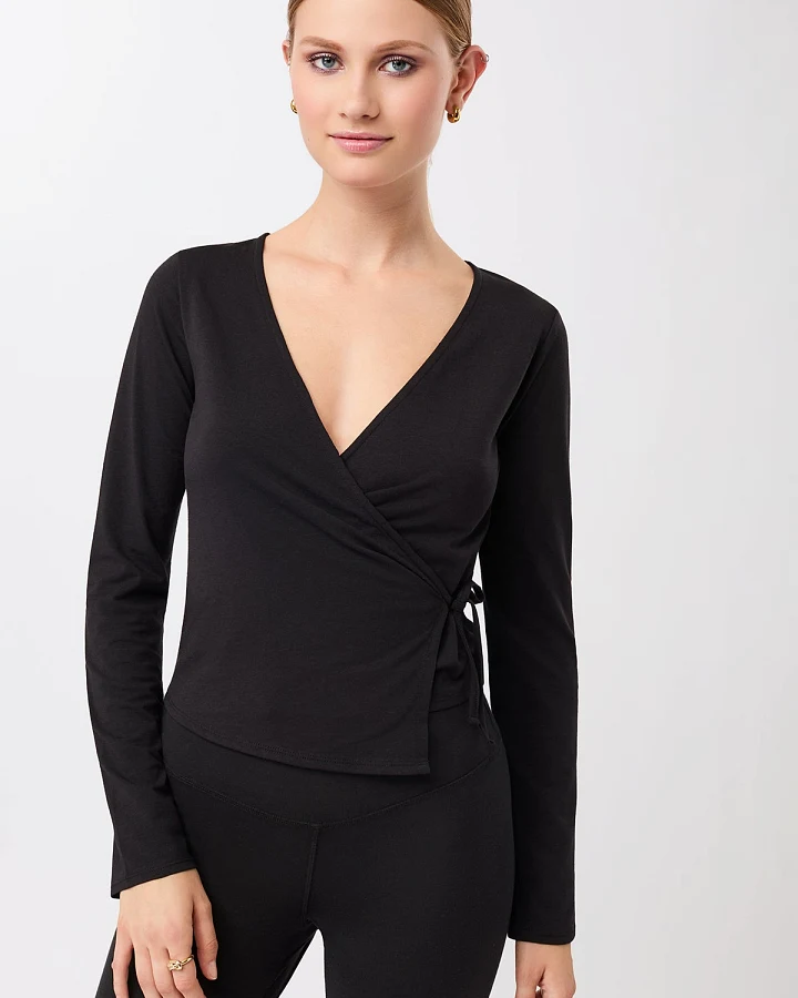 MANDALA Damen vegan Wickeloberteil Neu In Schwarz