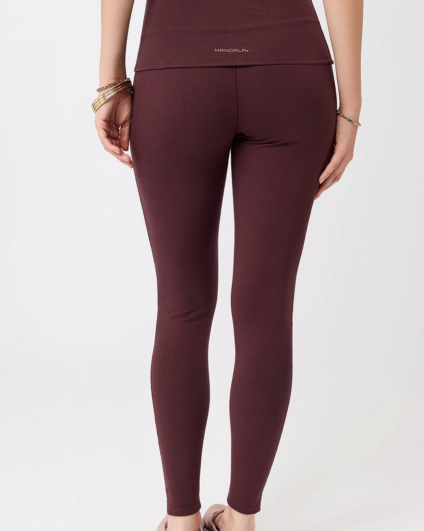 MANDALA Damen vegan Leggings Rolldown Ruby – Ansicht 2