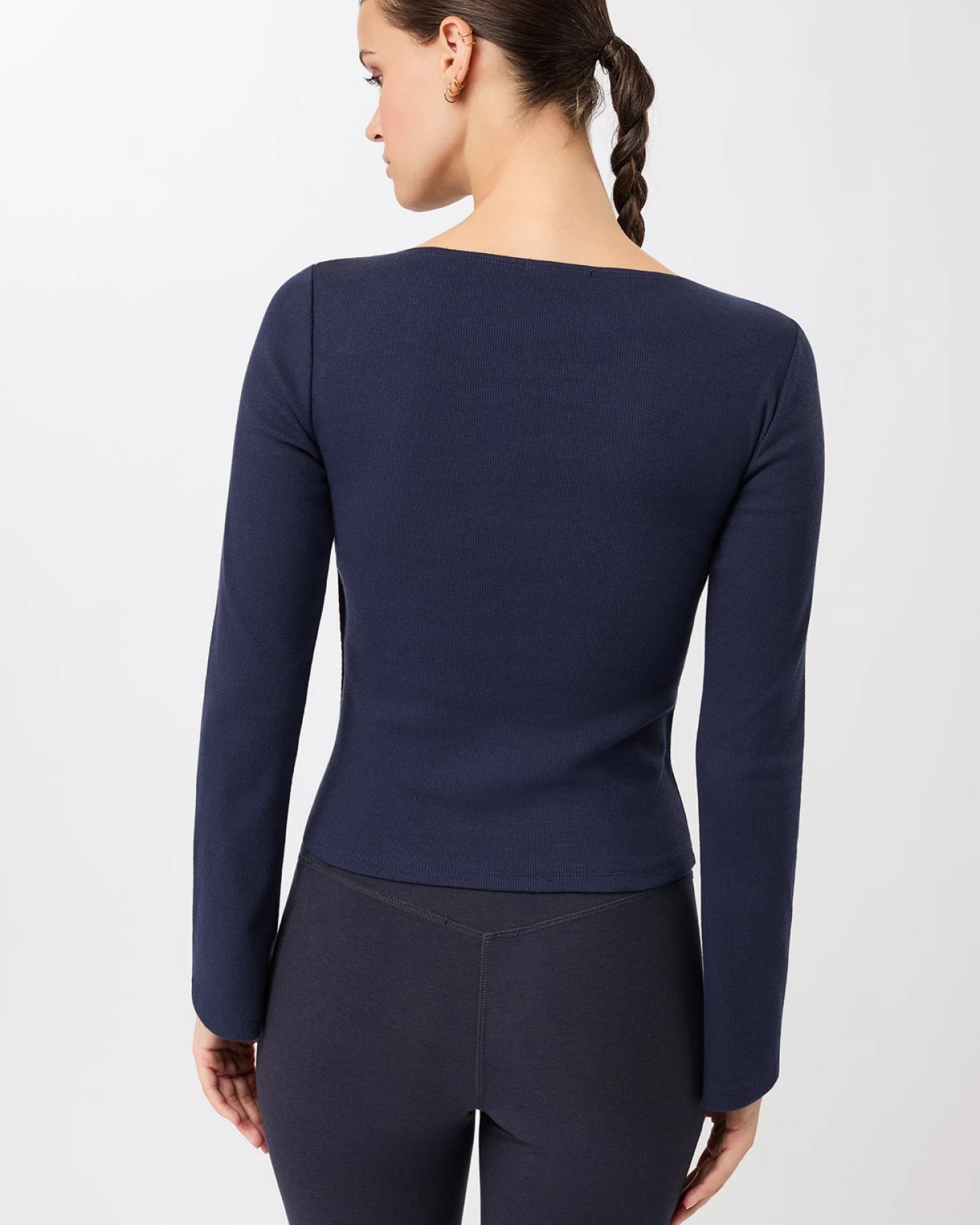 MANDALA Damen vegan Langarmshirt Mit Seitlichen Knöpfen Night Sky – Ansicht 2